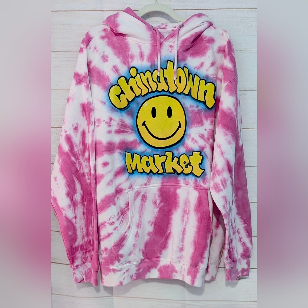 Rare Vintage Original Chinatown Market Smiley Graphic Tie Dye Hoodie Size XL